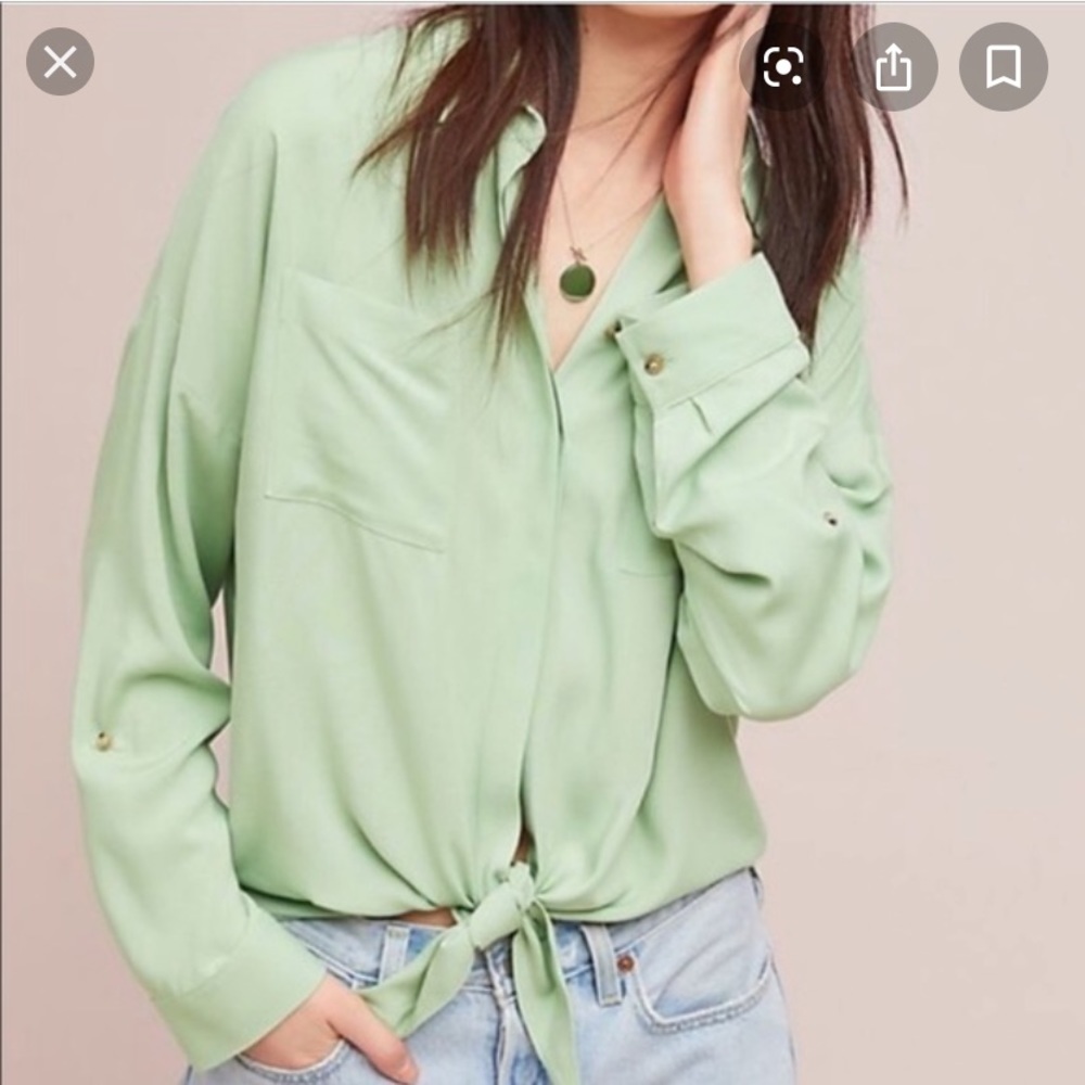 Maeve | Button Down Tie Front Shirt